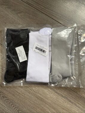 Men's 3-Pack Ribbed Compression Socks - Black, White, Gray
